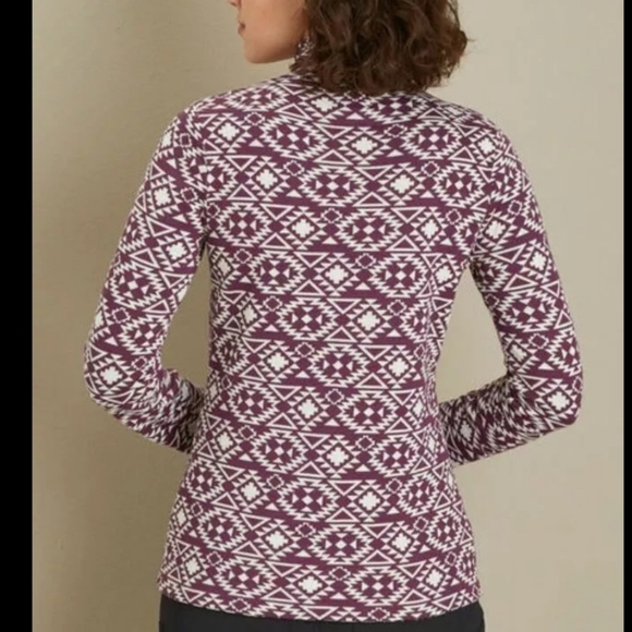 Duluth Trading Company Womens Coolmax Sno Sweat Festive Mockneck Sweater Geometr - Picture 4 of 8